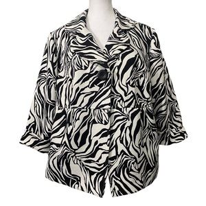 Vintage Prophecy Zebra Women’s Single Button Closure Blazer Size 16W Career Wear